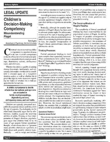 1. Children s decision making competency Misunderstanding Piaget